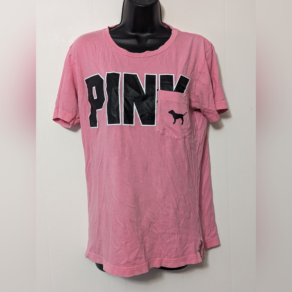 Women's Pink Victoria's Secret Pink T-Shirt Pink with flaws